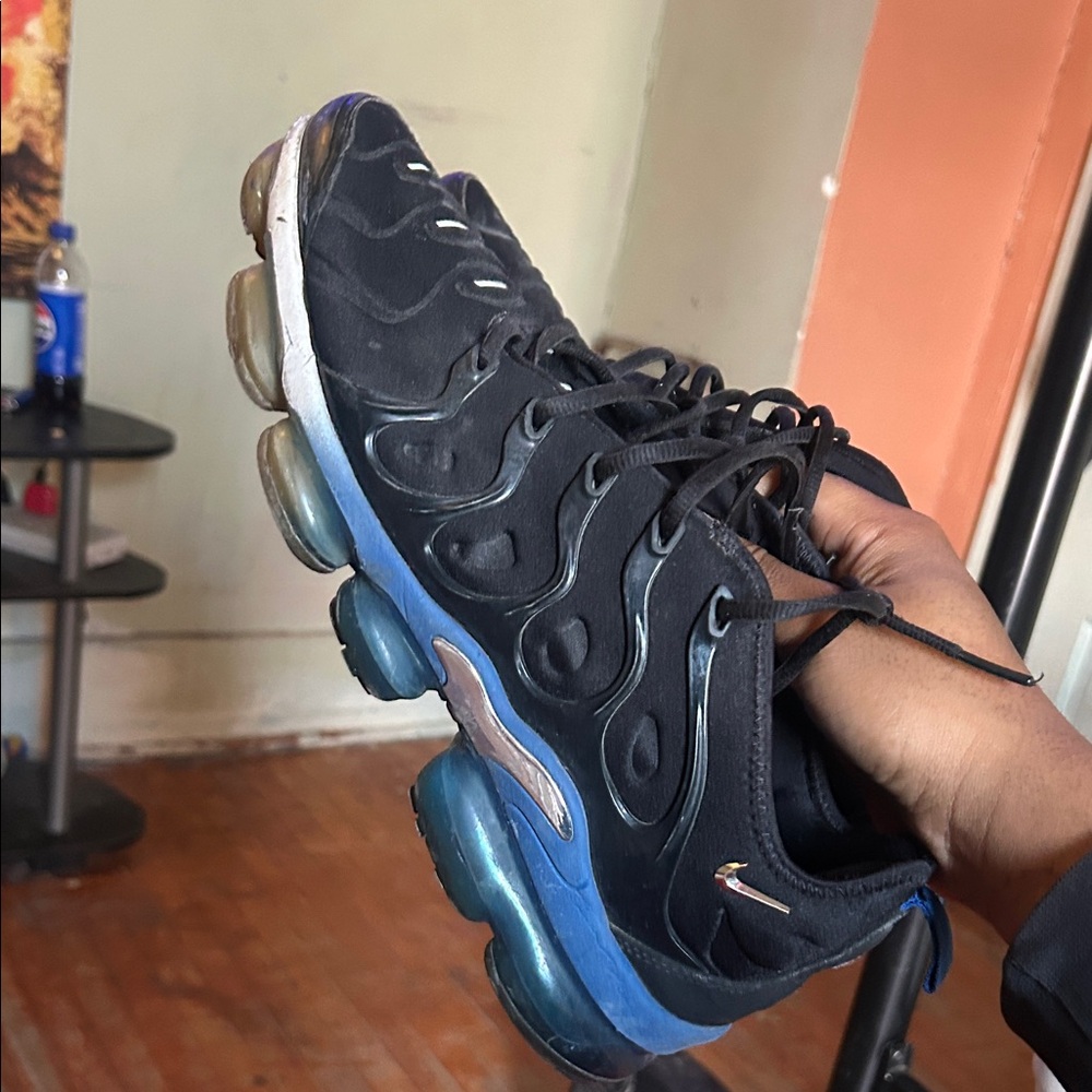 Nike Black and Blue Air VaporMax Plus Shoes